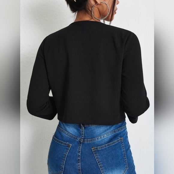 SHEIN Essnce Solid Open Front Blazer Bolero Jacket-(Large) - Picture 2 of 6